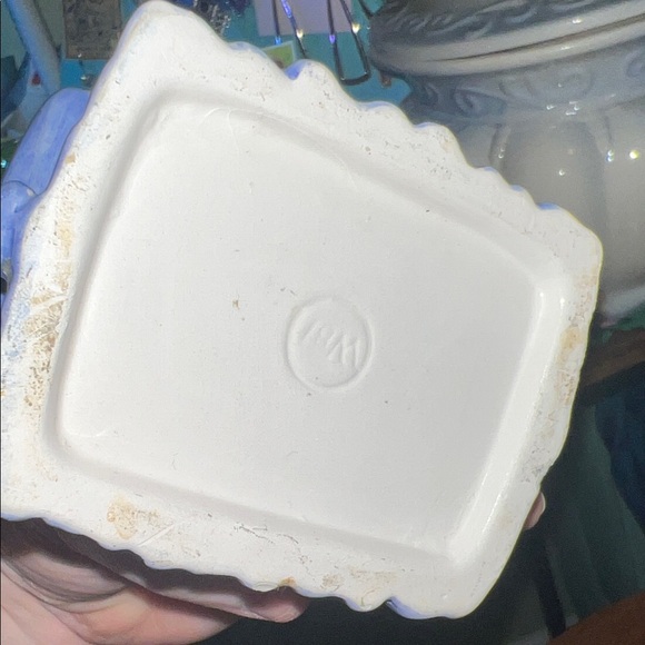 Blue Ceramic Dog Figurine on Couch mini planter - Picture 6 of 9